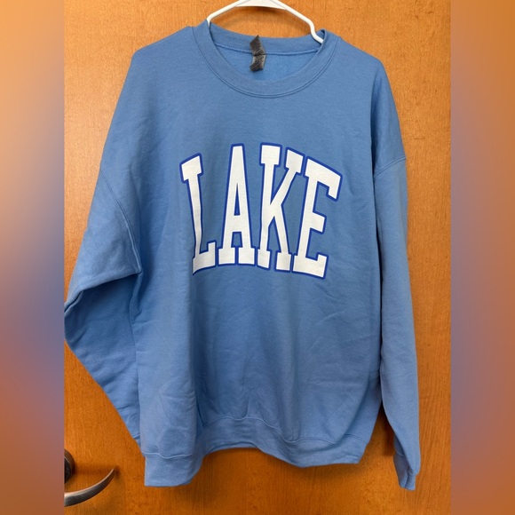 Gildan Blue Sweatshirt with White Lettering - Picture 1 of 4